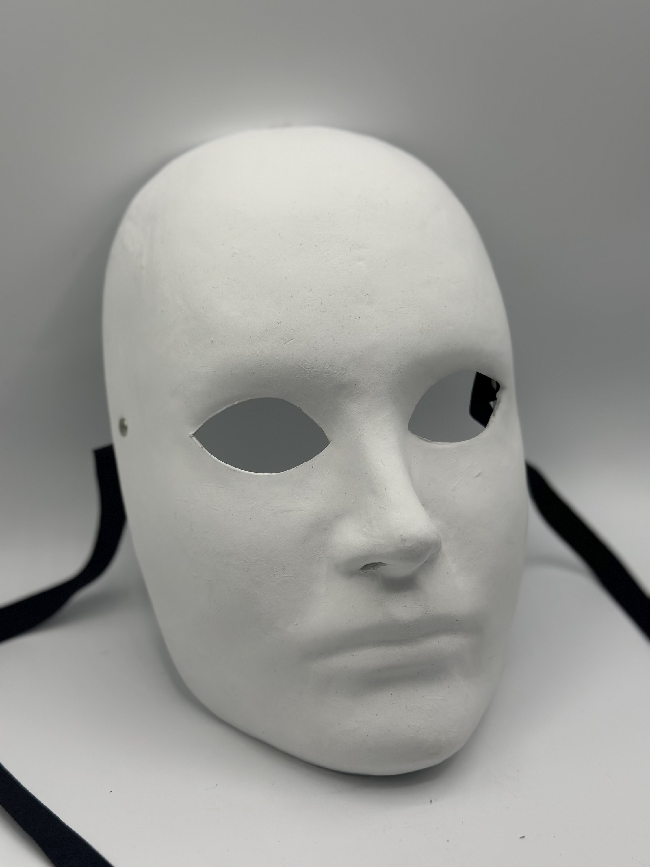 Unpainted Paper Mache Full Face Mask