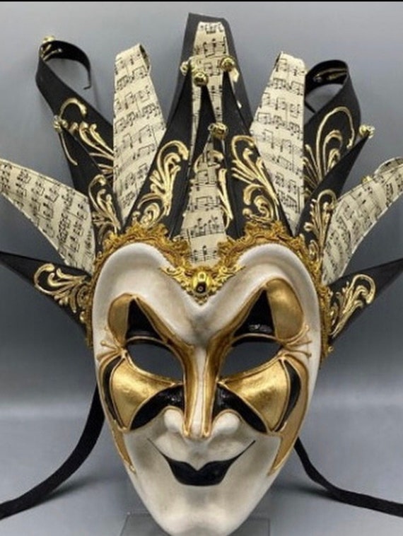 Men's Masquerade Mask Joker Comedy Venetian Silver Gold | Masquerade Store