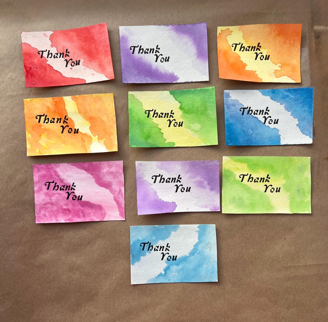Handmade Watercolor Thank You Cards - Abstract Art, Set of 10 - Etsy
