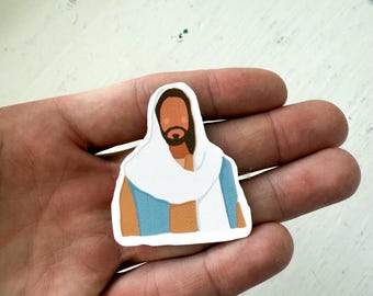 Minimalist Jesus Sticker – Christian Vinyl Faith Sticker for Journals, Water Bottles & Gifts