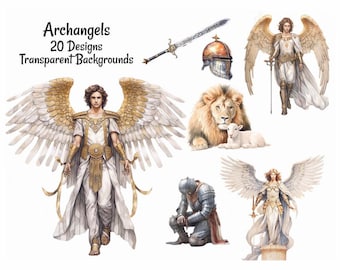 Arcanjos Armadura Cavaleiros Medievais Clipart Downloads Digitais, 20 Sobreposição de Aquarela Cristianismo Armadura de Deus Santos Anjos Guardiões Bíblia