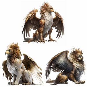 Griffin Mythological Clipart Printable Digital Downloads, 18 RPG