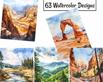 USA Nationalpark Landschaft digitale Downloads amerikanisch USA USA Clipart Aquarell Tourismus Reise Landschaft Bergwald