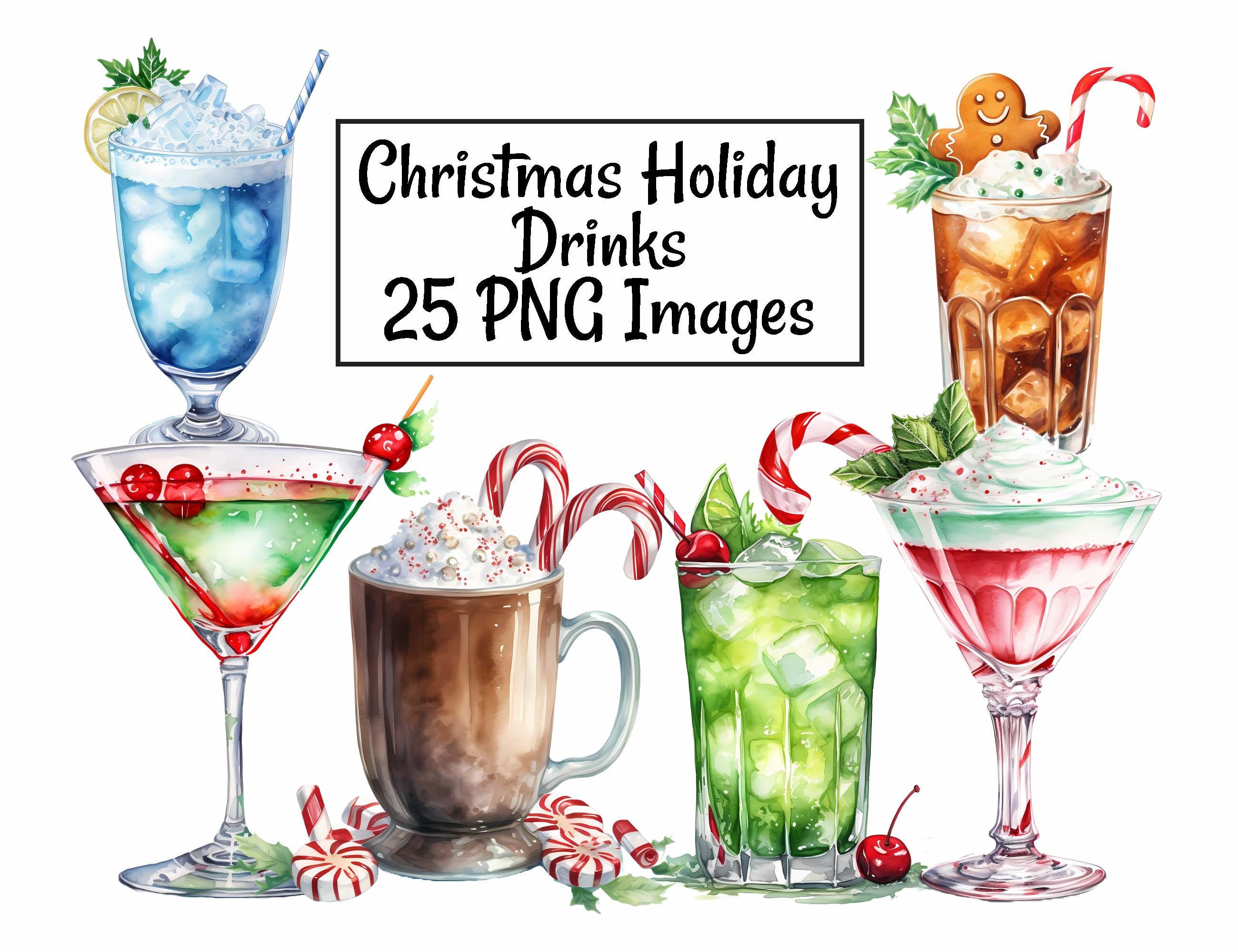 Christmas Drink Cocktail Beverage Clipart Digital Downloads