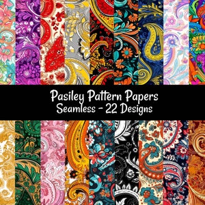 Paisley Colorful Seamless Digital papers, 22 Floral Pattern Classic Background Flower Multi-color Download Printable Commercial Use