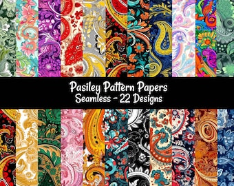 Paisley Colorful Seamless Digital papers, 22 Floral Pattern Classic Background Flower Multi-color Download Printable Commercial Use