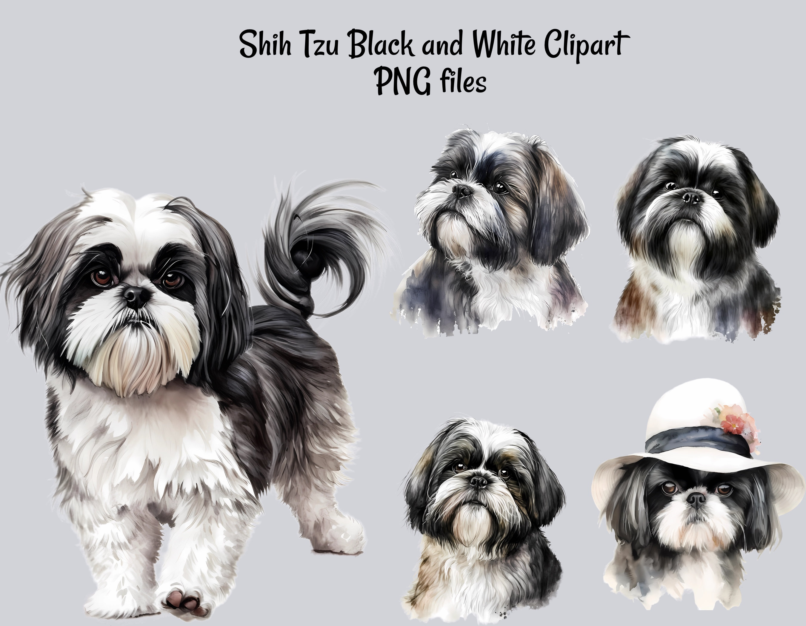 Shih Tzu Umbrella - Black & White Shih Tzu Umbrella - Black & White