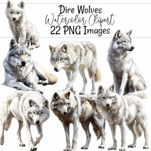 Dire Wolf Clipart Wild Canine Art Wolves Prehistoric Illustrations Ice Age Animal Digital Download Dire Wolves Puppy White Wolf Clipart