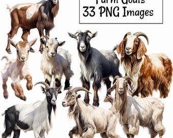 Imágenes prediseñadas de cabra, cabra bebé de granja, acuarela, descargas digitales, linda cabra, fondo transparente PNG, superposición de alta calidad