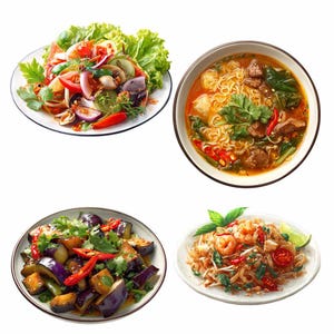 Thai Food Clipart Digital Downloads Restaurant Asian Watercolor Overlay Noodles, Curry, Rice, Stir Fry, Soup, Summer Rolls, Seafood image 4