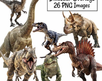 Dinosaur Overlay, Tyrannosaurus Realistic Digital Downloads,26 Jurassic Velociraptor Triceratops Clipart,, T-Rex Dino Brachiosaurus Mosasaur
