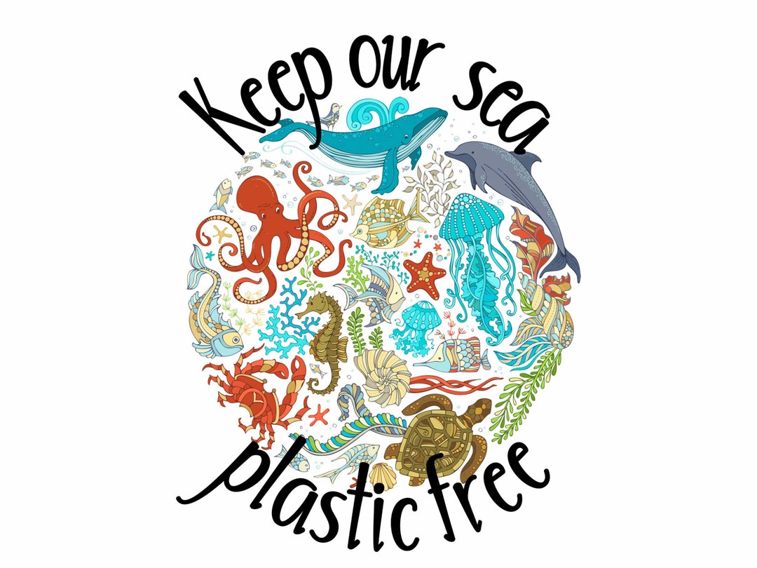 Keep Our Sea Plastic Free PNG Image - Etsy