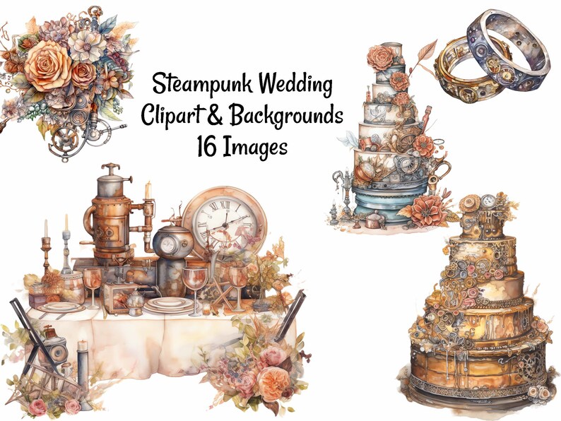 Steampunk Wedding Elements & Backgrounds Victorian Fantasy - Etsy