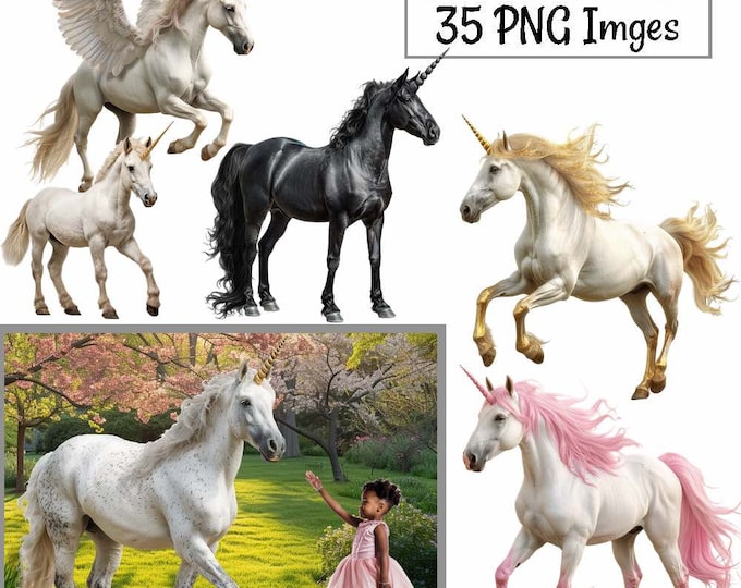 Unicorn Overlay Realistic Digital Downloads Fantasy Horse Fairy Magical ...
