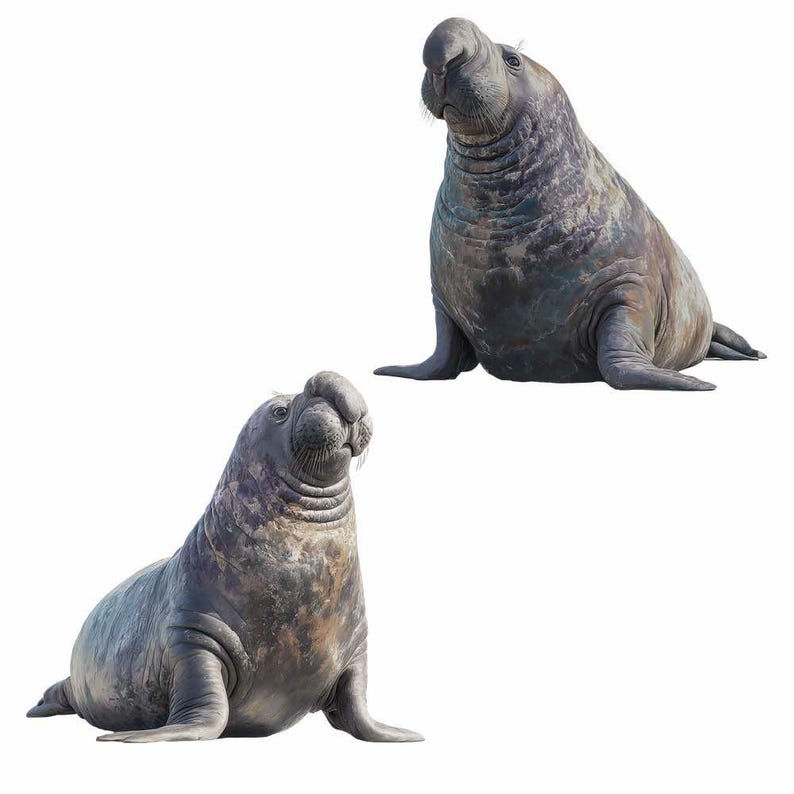 Foca y morsa Clipart Acuarela digital Descargas Vida silvestre, Antártida Animal Ártico Puerto Piel León marino Leopardo Foca cangrejera imagen 9