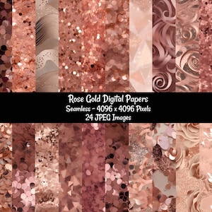 Rose Gold Seamless Metallics Pink Glitter Sequin Foil 3D Texture Digital papers, 24 Background Instant Download Printable For Commercial Use