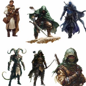 Fantasy Character Clipart RPG Gaming Art Fantasy Class Illustrations Game Master Player Townsfolk Watercolor Clipart Barbarian Paladin image 5