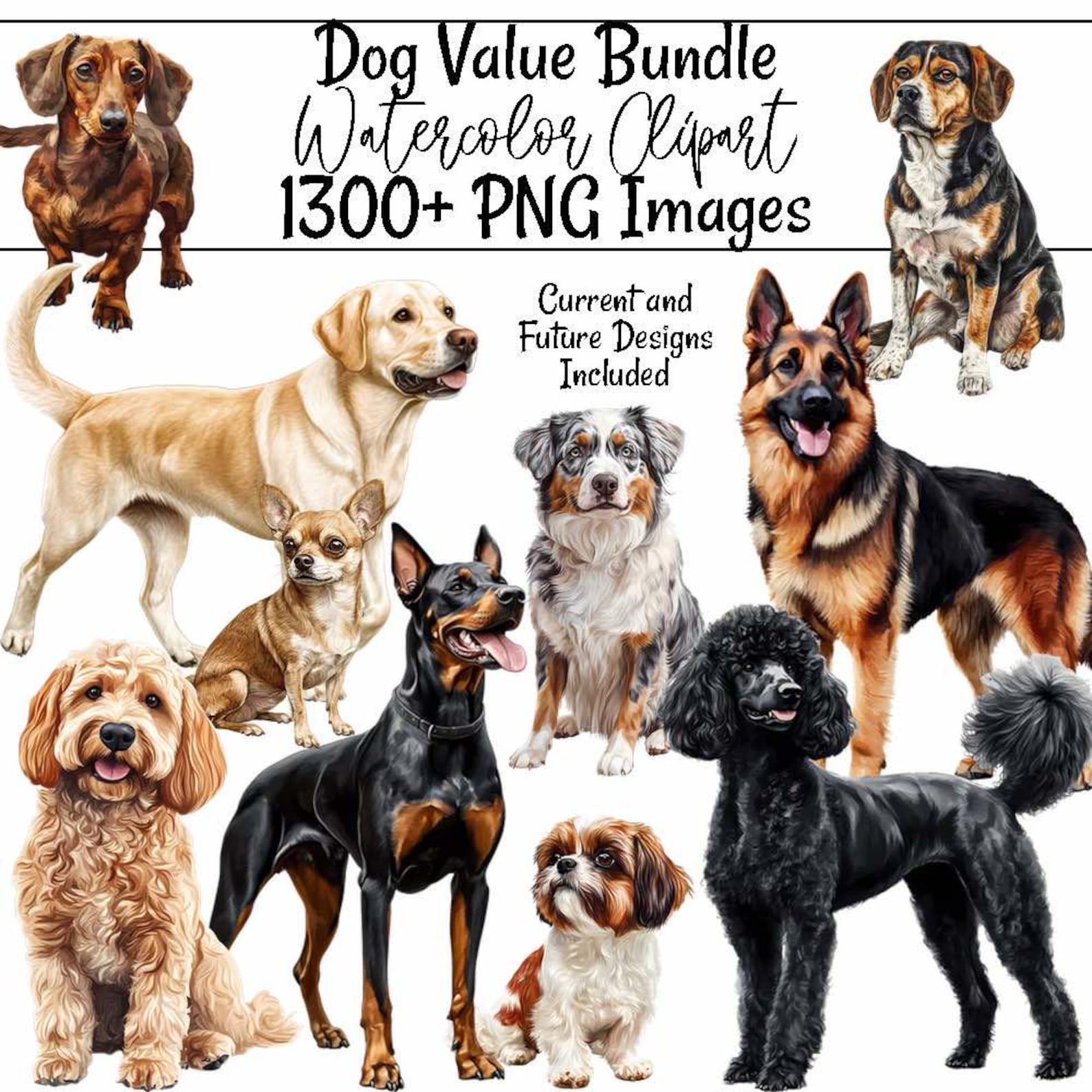 Dog Watercolor Clipart Bundle Animal Huge Dog Breed Digital Download ...
