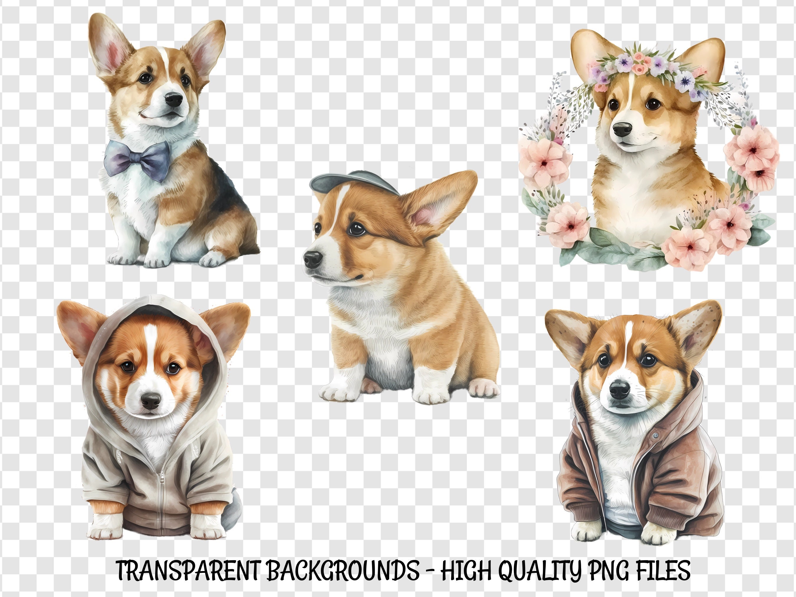 Corgi Puppies Printable Digital Downloads 5 Pups Hoodies Hats - Etsy