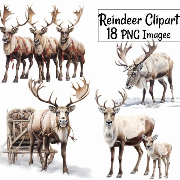 Renne caribou aquarelle cliparts téléchargements, 18 superposition Noël vacances hiver Transparent, la faune arctique chevreuil toundra rudolph