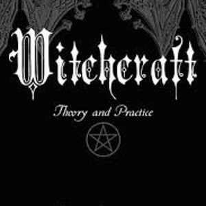 May include: Black and white book cover with the title "Witchcraft: Theory and Practice" in a gothic font. The author's name, "Ly De Angeles", is printed below the title. A pentagram is featured in the centre of the cover.