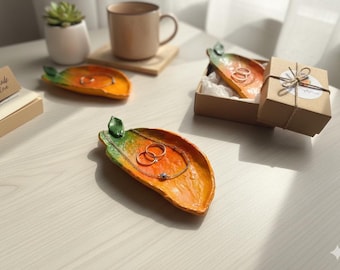 Handmade Mango Trinket Tray – South Asian Inspired Clay Jewelry Dish