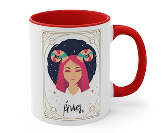 Colorful Aries Zodiac Mug, Horoscope Gift, 11oz Coffee Mug