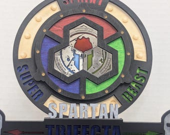 Soportes de exhibición de escritorio para medallas Spartan X1 Trifecta