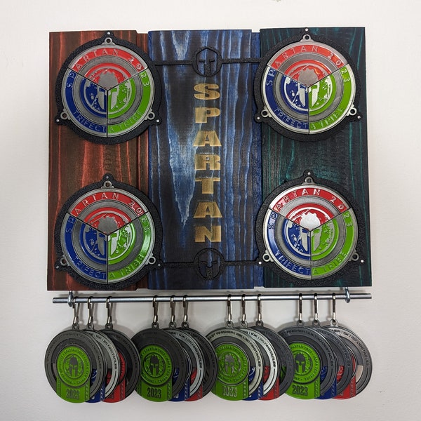 Spartan Four Trifecta Medal Rack / Display