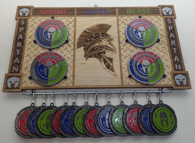 Spartan Four Trifecta Medal Rack / Display X4 (3P_4X_HELMET_1226A) - Etsy
