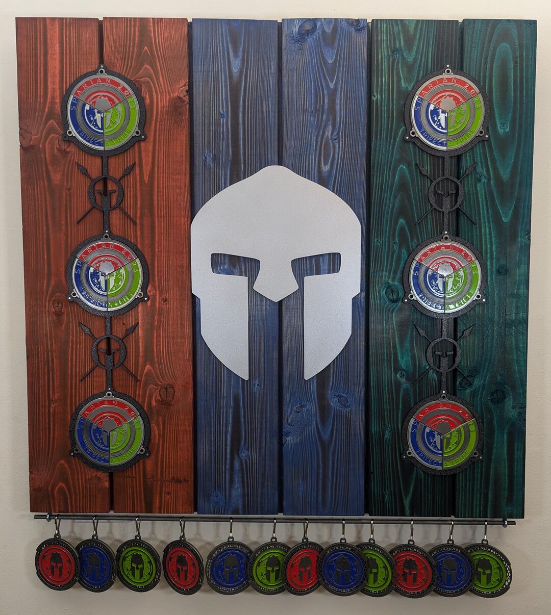 Spartan Six Trifecta Medal Rack / Display (RBG_L_6X_NONLED_1014B) - Etsy