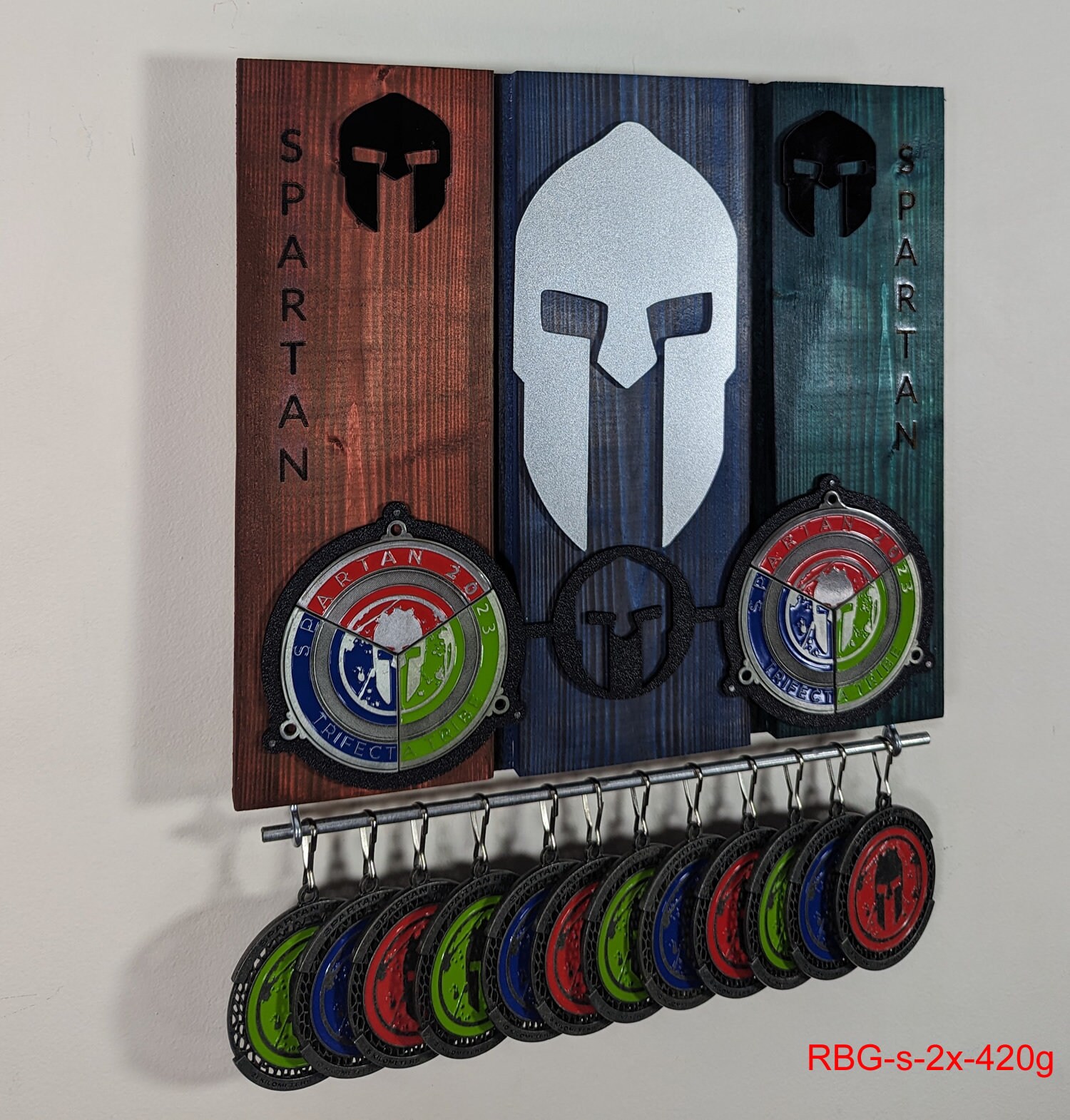 Spartan X2 Two Trifecta Medal Rack / Display V2.0 Rbg-s-2x-420g - Etsy