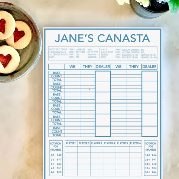 Custom Canasta Score Pad