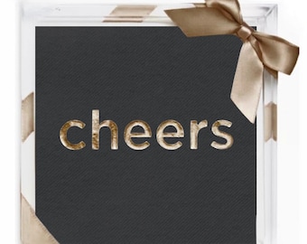 Cheers Black with Champagne Acrylic Hostess Set