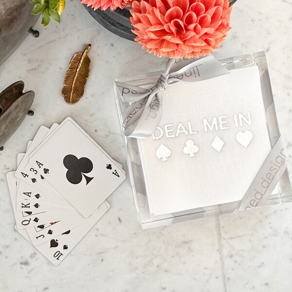 Deal Me In Cocktail Napkins | Canasta Game Hostess Set | Hostess Gift
