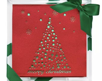 Christmas Hostess Tray Set, Acrylic with Holiday Napkins (24 Count)