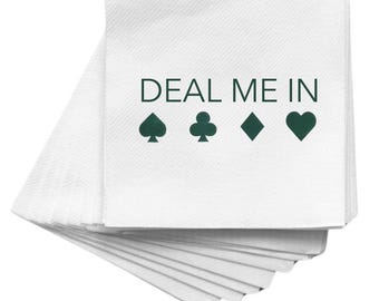 Cocktail Napkins: 'Deal Me In' Pine Green (24 Count, 5x5")