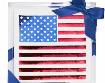 American Flag Hostess Set: Acrylic Tray with 4th of July Napkins