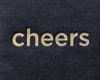 Cheers Paper Cocktail Napkins, Black with Champagne (Set of 24)