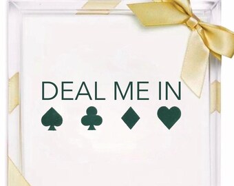 Deal Me In Hostess Set: Pine Green Tray with Cocktail Napkins