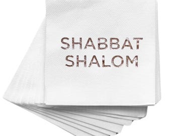 Shabbat Shalom Cocktail Napkins - Soft Paper, Set of 24