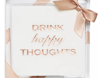 Hostess Acrylic Tray and Napkins (Clear with Rose Gold Foil, 24 Count)