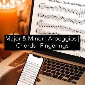 Complete Piano Scales Chart PDF - Major & Minor (Harmonic, Melodic), Arpeggios and Fingerings- Technique Practice Sheet