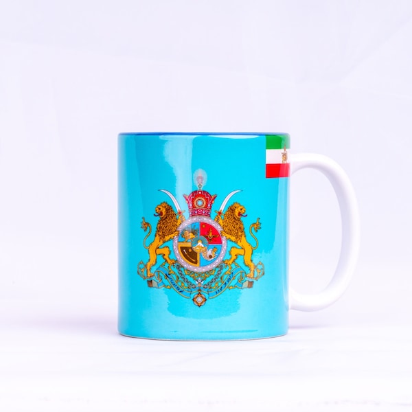 11 oz Coffee Mug with the flag of Iran's Pahlavi Dynasty! Made in Canada