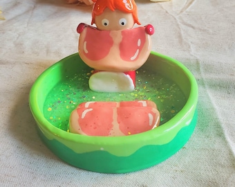 Ponyo Inspired Clay Trinket Tray | Ponyo Figure | Figurine | Home Decor | Diorama | Studio Ghibli Gift