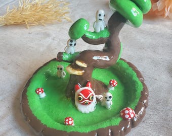 Porta-trecos em formato de árvore Kodama | Porta-trecos feito à mão | Decoração para casa | Estatueta | Presente do Studio Ghibli