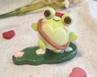 Frankie the Delivery Frog| Desk Friend | Handmade polymer clay desk friend | desk decor | cute gift idea