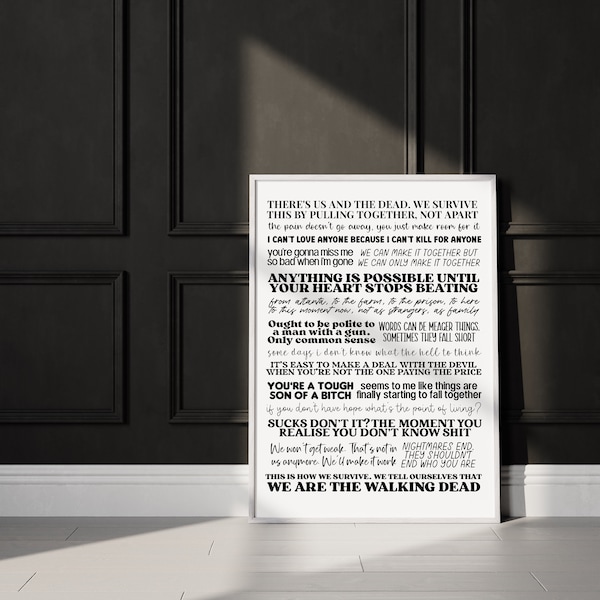 The Walking Dead Quotes Print | TWD Quotes | Walking Dead Gifts | Rick Grimes | TV Show Poster | TWD Poster | Daryl Dixon | Digital Download