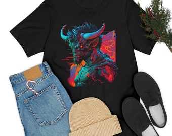 Minotaur T-Shirt Synthwave Tshirt Men T Shirt Women Tshirt Gift Custom Mythology Graphic Tee Greek Fantasy Shirt Design