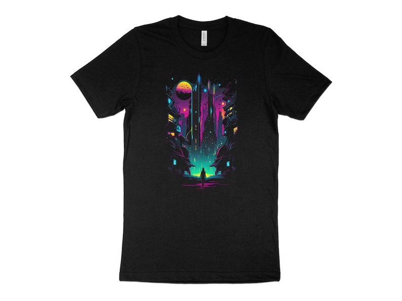 Cyberpunk Tshirt Futuristic T-shirt Men Tshirt Woman T shirt Gift Graphic Tee Sci-Fi Shirt Design image 3